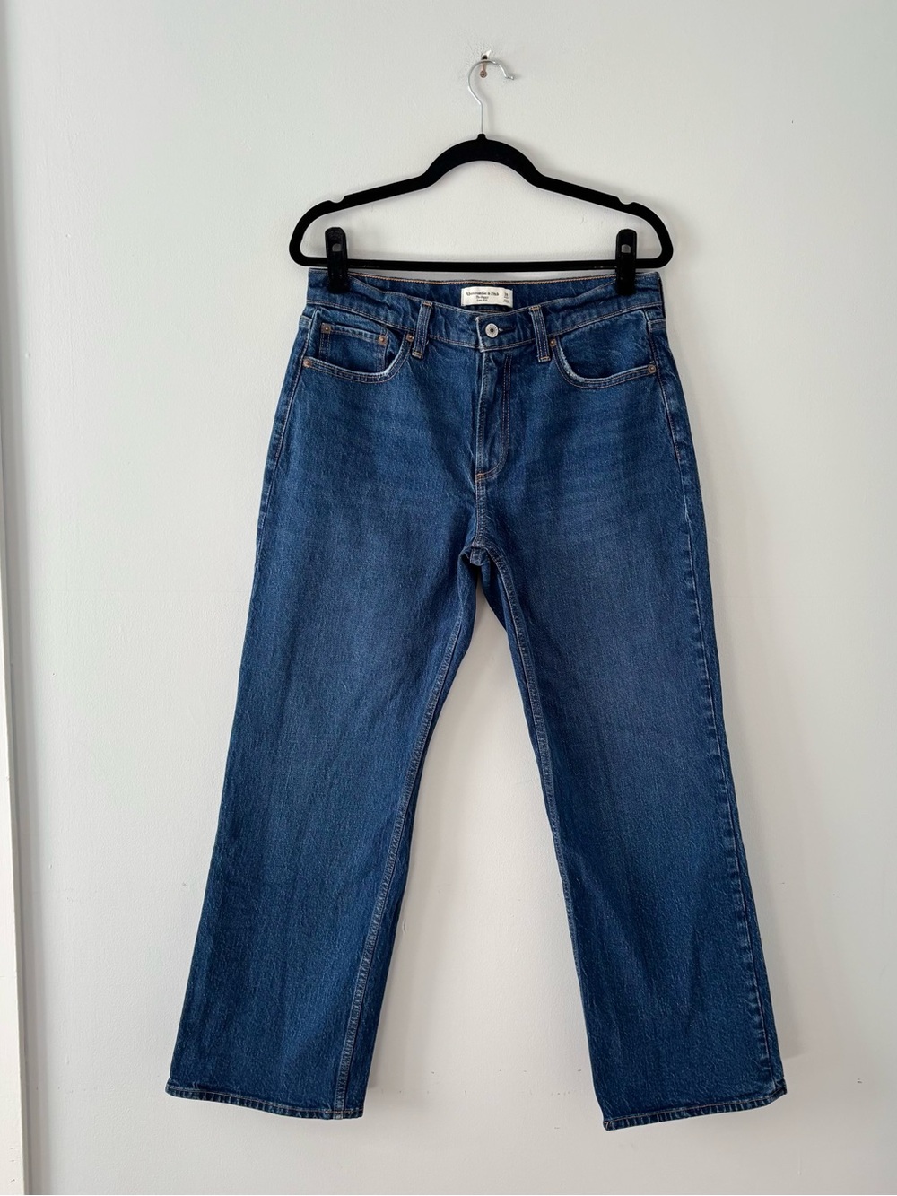 Abercrombie & Fitch The Baggy Low Rise Jean Stretch Denim Dark Wash Loose Fit